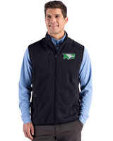 North Dakota Cutter & Buck Hunts Point Recycled Fleece Mens Hybrid Full Zip Vest Black Front