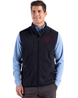 Texas A&M Aggies Cutter & Buck Hunts Point Recycled Fleece Mens Hybrid Full Zip Vest Black Front