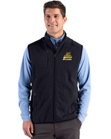 Bryant University Bulldogs Cutter & Buck Hunts Point Recycled Fleece Mens Hybrid Full Zip Vest Black Front