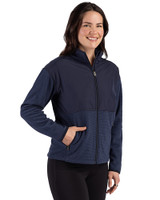 Navy Midshipmen Cutter & Buck Hunts Point Recycled Fleece Womens Hybrid Full Zip Jacket Navy Blue Side