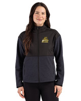 Bryant University Bulldogs Cutter & Buck Hunts Point Recycled Fleece Womens Hybrid Full Zip Jacket Black Front