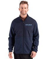 Spelman College Jaguars Cutter & Buck Hunts Point Recycled Fleece Mens Hybrid Full Zip Jacket
 Navy Blue Front