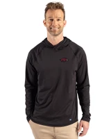 Arkansas Razorbacks Cutter & Buck Prospect Recycled Featherlight Stretch Mens Big & Tall Hooded Pullover Black Front