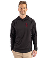 St Johns Red Storm Cutter & Buck Prospect Recycled Featherlight Stretch Mens Big & Tall Hooded Pullover Black Front