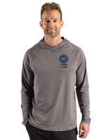 UC Davis Alumni Cutter & Buck Prospect Recycled Featherlight Stretch Mens Big & Tall Hooded Pullover Elemental Grey Front