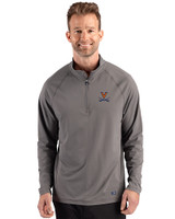 Virginia Cavaliers Cutter & Buck Prospect Recycled Featherlight Stretch Mens Big & Tall Quarter Zip Elemental Grey Front