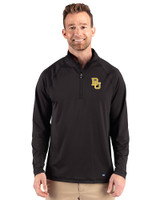 Baylor Bears Cutter & Buck Prospect Recycled Featherlight Stretch Mens Big & Tall Quarter Zip Black Front