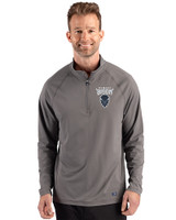 Howard Bison Cutter & Buck Prospect Recycled Featherlight Stretch Mens Big & Tall Quarter Zip Elemental Grey Front