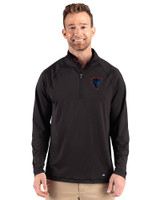 DePaul Blue Demons Cutter & Buck Prospect Recycled Featherlight Stretch Mens Big & Tall Quarter Zip Black Front