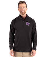 Stephen F Austin Lumberjacks Cutter & Buck Prospect Recycled Featherlight Stretch Mens Big & Tall Quarter Zip Black Front
