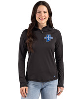 Indiana State Sycamores Cutter & Buck Prospect Recycled Featherlight Stretch Womens Quarter Zip Black Front