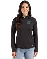 Hawaii Warriors Cutter & Buck Prospect Recycled Featherlight Stretch Womens Quarter Zip Black Front