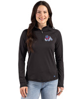 Fresno State Bulldogs Cutter & Buck Prospect Recycled Featherlight Stretch Womens Quarter Zip Black Front