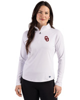 Oklahoma Sooners - Cutter & Buck Prospect Recycled Featherlight Stretch Womens Quarter Zip White Front