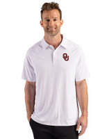 Oklahoma Sooners - Cutter & Buck Prospect Recycled Featherlight Stretch Mens Sport Polo White Front