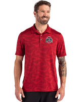 Ohio State Buckeyes- Cutter & Buck Coastline Recycled Double Peached Camo Print Mens Polo Cardinal Red Front
