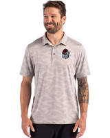 Georgia Bulldogs Cutter & Buck Coastline Recycled Double Peached Camo Print Mens Polo CONCRETE Front