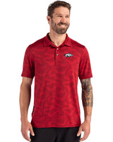 Arkansas Razorbacks Cutter & Buck Coastline Recycled Double Peached Camo Print Mens Polo Cardinal Red Front