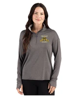 North Carolina A&T Aggies Cutter & Buck Forge Recycled Four-Way Stretch Womens Quarter Zip Pullover Dark Black Heather Front