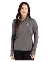 Georgia Southern Eagles Cutter & Buck Forge Recycled Four-Way Stretch Womens Quarter Zip Pullover Dark Black Heather Front