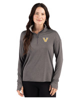 Vanderbilt Commodores Cutter & Buck Forge Recycled Four-Way Stretch Womens Quarter Zip Pullover Dark Black Heather Front