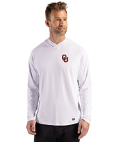 Oklahoma Sooners - Cutter & Buck Prospect Recycled Featherlight Stretch Mens Hooded Pullover White Front