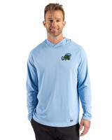 Tulane Green Wave Cutter & Buck Prospect Recycled Featherlight Stretch Mens Hooded Pullover Atlas Light Blue Front