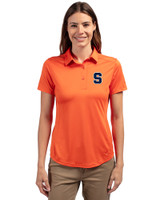 Syracuse Orange Cutter & Buck Prospect Eco Textured Stretch Recycled Womens Short Sleeve Polo College Orange Front