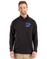 Memphis Tigers Cutter & Buck Prospect Recycled Featherlight Stretch Mens Quarter Zip Black Front