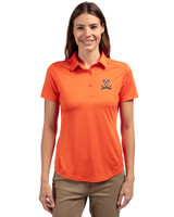 Virginia Cavaliers Cutter & Buck Prospect Eco Textured Stretch Recycled Womens Short Sleeve Polo College Orange Front