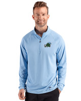 Tulane Green Wave Cutter & Buck Prospect Recycled Featherlight Stretch Mens Quarter Zip Atlas Light Blue Front