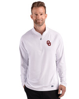 Oklahoma Sooners - Cutter & Buck Prospect Recycled Featherlight Stretch Mens Quarter Zip White Front