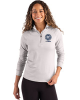 UC Davis - Cutter & Buck Coastline Recycled Double Peached Womens Quarter Zip Pullover CONCRETE Front
