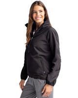 Los Angeles Chargers Mono Cutter & Buck Charter Recycled Packable Womens Half Zip Anorak Jacket Black Side