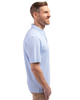 Los Angeles Chargers Mono Cutter & Buck Virtue Recycled Botanical Print Featherlight Pique Mens  Polo Atlas Light Blue Side