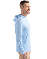 Los Angeles Chargers Mono Cutter & Buck Coastline Recycled Double Peached Mens Hooded Pullover Atlas Light Blue Side