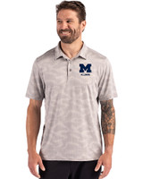 Michigan Wolverines Alumni Cutter & Buck Coastline Recycled Double Peached Camo Print Mens Polo CONCRETE Front