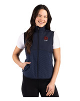 Auburn Tigers Alumni Cutter & Buck Hunts Point Recycled Fleece Womens Hybrid Full Zip Vest Navy Blue Front