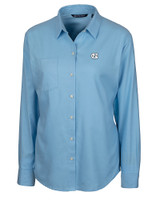 North Carolina Tar Heels Cutter & Buck Womens Windward Twill Long Sleeve Shirt Atlas Light Blue Mannequin