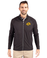 Los Angeles Rams- Cutter & Buck Adapt Recycled Soft Knit Stretch Mens Hybrid Full Zip Jacket Black Front