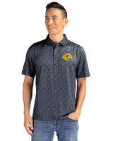 Los Angeles Rams- Cutter & Buck Pike Recycled Pebble Print Mens Polo Black/White Front