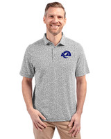 Los Angeles Rams- Cutter & Buck Virtue Recycled Botanical Print Featherlight Pique Mens  Polo Black Front