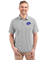 Los Angeles Rams- Cutter & Buck Virtue Recycled Botanical Print Featherlight Pique Mens  Polo Black Front