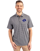 Los Angeles Rams- Cutter & Buck Forge Recycled Heather Stripe Four-Way Stretch Mens Polo Black Heather Front