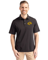 Los Angeles Rams- Cutter & Buck Virtue Epic Confidence Recycled Pique Mens Big & Tall Polo Black Front