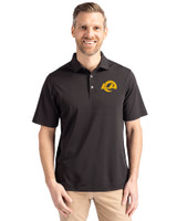 Los Angeles Rams- Cutter & Buck Virtue Epic Confidence Recycled Pique Mens Big & Tall Polo Black Front