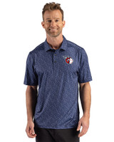 Cleveland Guardians Cutter & Buck Pike Recycled Fern Print Mens Big & Tall Polo Navy Blue Front
