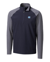 North Carolina Tar Heels Cutter & Buck Response Lightweight Hybrid Quarter Zip Mens Pullover Windbreaker Liberty Navy Mannequin