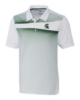 Michigan State Spartans Cutter & Buck Ascend Print Polo Hunter Green Mannequin