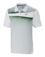 Miami Hurricanes Cutter & Buck Ascend Print Polo Hunter Green Mannequin